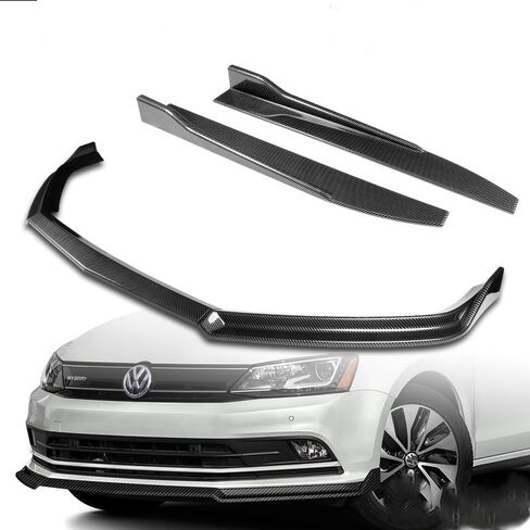 5pcs Combo Front Bumper Body Kit Lip + Side Skirt Extensions Diffuser Compatible with 2015-2018 Volkswagen Jetta MK6 2016 2017 (Painted Black) in Saudi Arabia