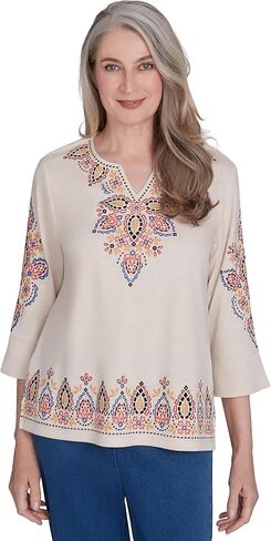Alfred Dunner Harvest Moon Bohemia's Vibe Cotton/Poly Top in Saudi Arabia
