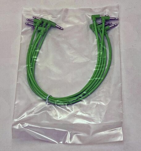 Luigis Modular M-PAR Right Angled Eurorack Patch Cables - Package of 5 Green Cables, 8" (20 cm) in Saudi Arabia