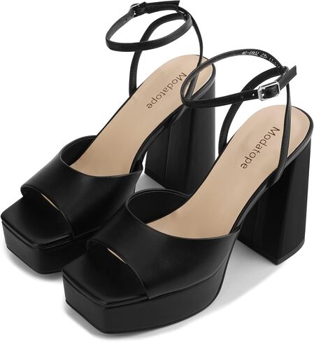 Modatope Platform Heels for Women Platform Sandals Womens Chunky Heel Open Toe Pumps Ankle Strap Womens Wedding Party Pumps Shoes in Saudi Arabia
