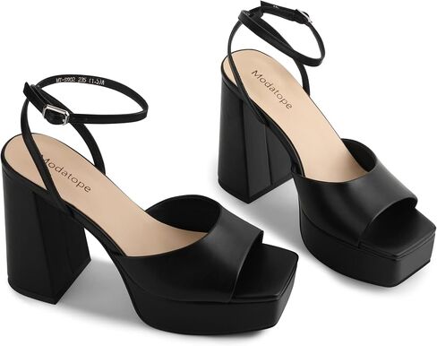 Modatope Platform Heels for Women Platform Sandals Womens Chunky Heel Open Toe Pumps Ankle Strap Womens Wedding Party Pumps Shoes in Saudi Arabia