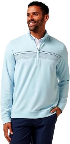 TravisMathew Men's Upgraded Chest Stripe Quarter Zip, Cory Blue in Saudi Arabia