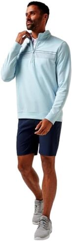 TravisMathew Men's Upgraded Chest Stripe Quarter Zip, Cory Blue in Saudi Arabia