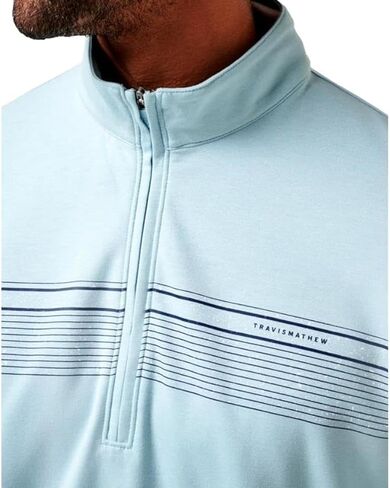 TravisMathew Men's Upgraded Chest Stripe Quarter Zip, Cory Blue in Saudi Arabia