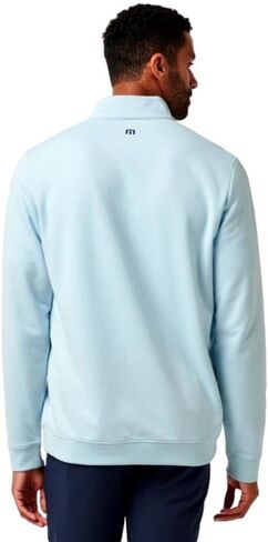 TravisMathew Men's Upgraded Chest Stripe Quarter Zip, Cory Blue in Saudi Arabia
