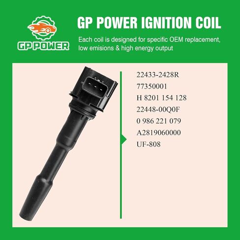 Ignition Coil Pack Set Of 1 Compatible With Smart Fortwo Renault Clio Captur Kangoo Megane Duster Grand Scenic Nissan Juke Qashqai Dacia 0.9T 1.0 1.2T L3 L4 Replacement For 22433-2428R UF808 in Saudi Arabia