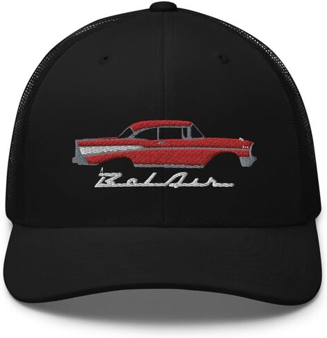 1957 Bel Air Matador Red Hardtop Antique 57 Chevy Classic Car Graphic سائق شاحنة قبعة Snapback Hat in Saudi Arabia