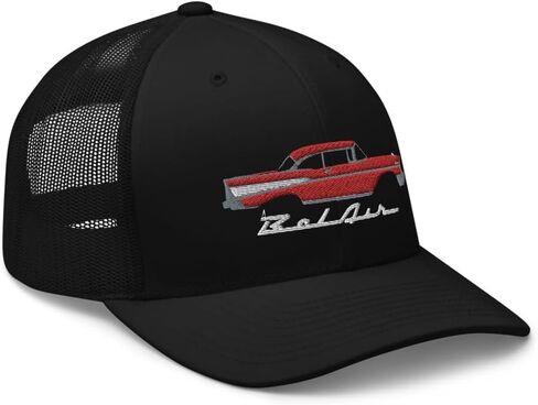 1957 Bel Air Matador Red Hardtop Antique 57 Chevy Classic Car Graphic سائق شاحنة قبعة Snapback Hat in Saudi Arabia