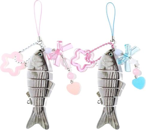 2 Pcs Fish Keychain Sardine Fishing Lure Keychain for Men Women Y2k Charms Cute Fun Bag Purse Accessories in Saudi Arabia