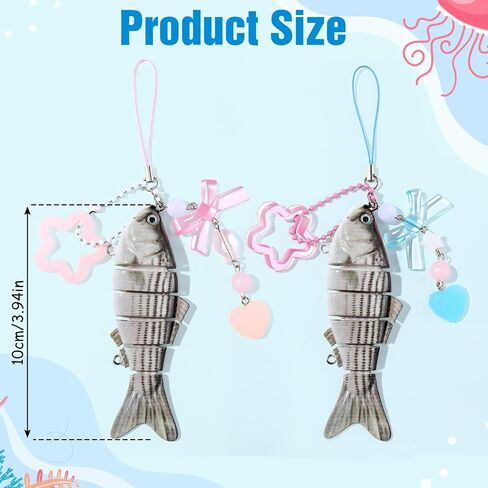 2 Pcs Fish Keychain Sardine Fishing Lure Keychain for Men Women Y2k Charms Cute Fun Bag Purse Accessories in Saudi Arabia