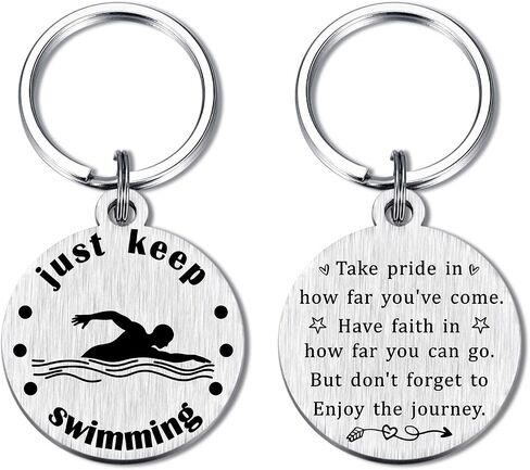 Yobent Swimming Swimmer Gifts - Just Keep Swimming Inspirational Keychain for Boys Girls Women Men - Birthday Christmas Stuff Present for Swimmer in Saudi Arabia