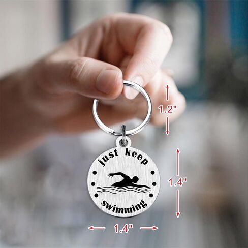Yobent Swimming Swimmer Gifts - Just Keep Swimming Inspirational Keychain for Boys Girls Women Men - Birthday Christmas Stuff Present for Swimmer in Saudi Arabia