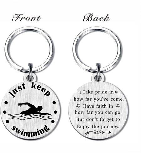 Yobent Swimming Swimmer Gifts - Just Keep Swimming Inspirational Keychain for Boys Girls Women Men - Birthday Christmas Stuff Present for Swimmer in Saudi Arabia