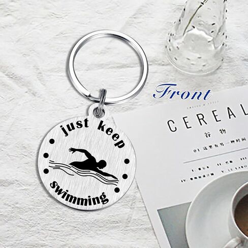Yobent Swimming Swimmer Gifts - Just Keep Swimming Inspirational Keychain for Boys Girls Women Men - Birthday Christmas Stuff Present for Swimmer in Saudi Arabia
