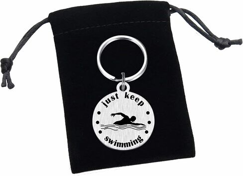 Yobent Swimming Swimmer Gifts - Just Keep Swimming Inspirational Keychain for Boys Girls Women Men - Birthday Christmas Stuff Present for Swimmer in Saudi Arabia