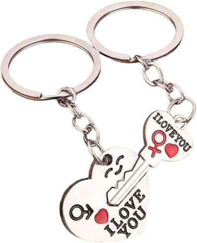 Couple keychain Valentine's Day couple gift Suitable for couples, boyfriends, girlfriends, couple keychains, husbands, wives, Valentine's Day gifts, silver ﻿ in Saudi Arabia
