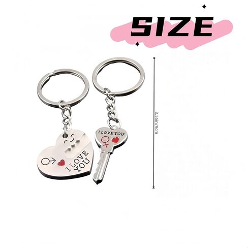 Couple keychain Valentine's Day couple gift Suitable for couples, boyfriends, girlfriends, couple keychains, husbands, wives, Valentine's Day gifts, silver ﻿ in Saudi Arabia