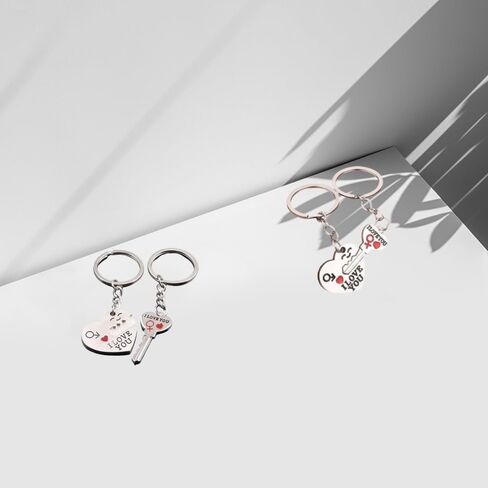 Couple keychain Valentine's Day couple gift Suitable for couples, boyfriends, girlfriends, couple keychains, husbands, wives, Valentine's Day gifts, silver ﻿ in Saudi Arabia