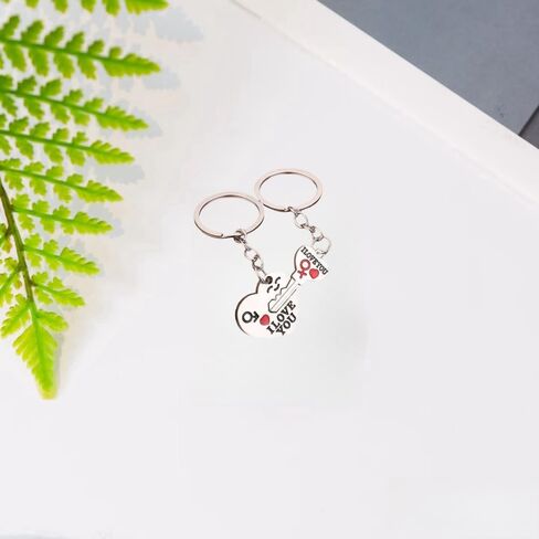 Couple keychain Valentine's Day couple gift Suitable for couples, boyfriends, girlfriends, couple keychains, husbands, wives, Valentine's Day gifts, silver ﻿ in Saudi Arabia