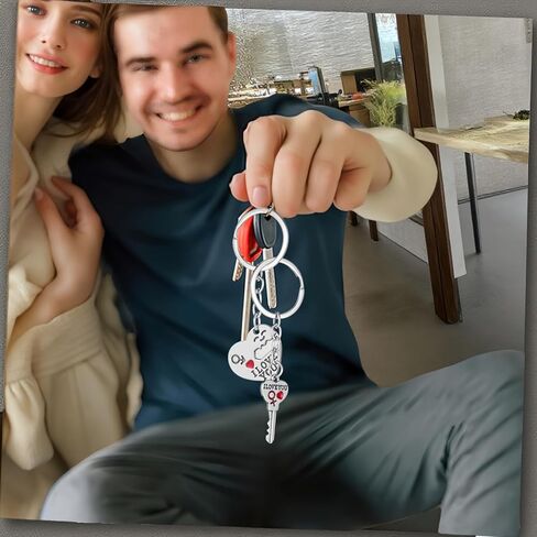 Couple keychain Valentine's Day couple gift Suitable for couples, boyfriends, girlfriends, couple keychains, husbands, wives, Valentine's Day gifts, silver ﻿ in Saudi Arabia