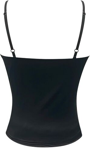 Women's Basic Double Lined Scoop Neck Tank Tops Adjustable Cami Tank Sleeveless Going Out Cute Y2k Workout Camisole Shirts in Saudi Arabia