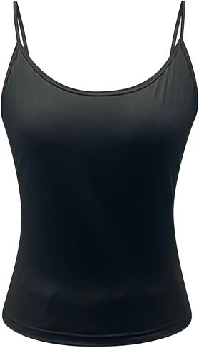 Women's Basic Double Lined Scoop Neck Tank Tops Adjustable Cami Tank Sleeveless Going Out Cute Y2k Workout Camisole Shirts in Saudi Arabia