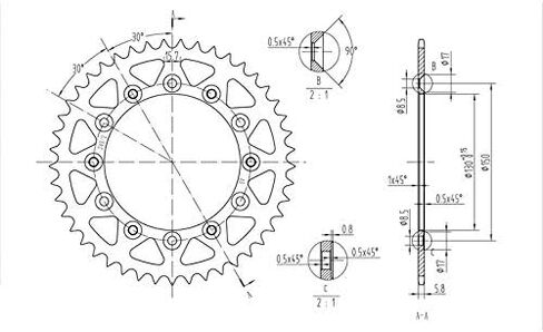 BikeMaster Rear Steel 45 Tooth Sprocket for Honda XR500R 1979-1980 in Saudi Arabia