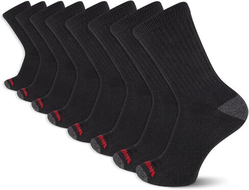 Wolverine Men's Performance Work Crew Sock 8 Pair Pack, Black, Men's Shoe Size 7-12 in Saudi Arabia