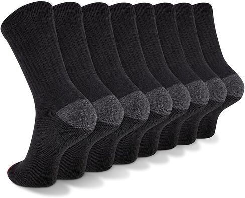 Wolverine Men's Performance Work Crew Sock 8 Pair Pack, Black, Men's Shoe Size 7-12 in Saudi Arabia