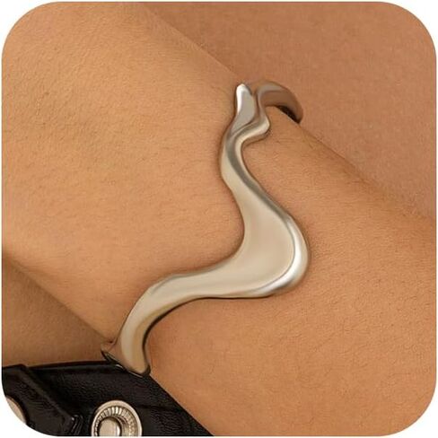 Chunky Gold Punk Cuffs Bracelets for Women Vintage Silver Liquid Geometric Lava Wave Bangle Curved Wavy Irregular Bracelet Trendy Melted Jewelry Gifts in Saudi Arabia
