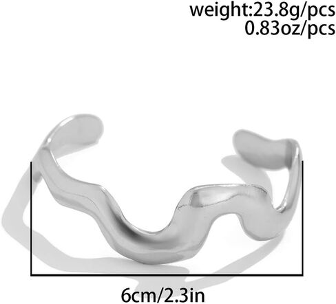 Chunky Gold Punk Cuffs Bracelets for Women Vintage Silver Liquid Geometric Lava Wave Bangle Curved Wavy Irregular Bracelet Trendy Melted Jewelry Gifts in Saudi Arabia