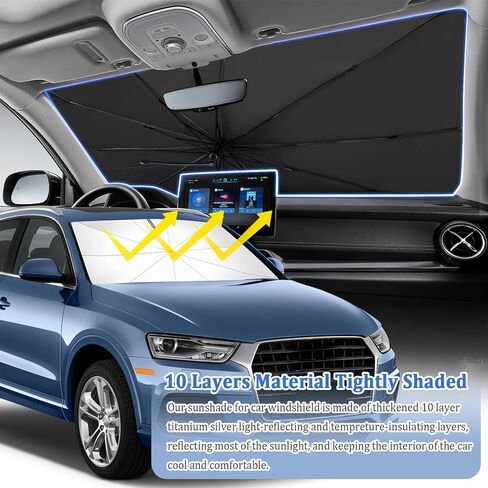 Umbrella Sun Shade for Car Windshield,2025 Upgrade Car Windshield Sun Shade with Bendable Handle for Automotive Interior Suns Protection,Foldable Automotive Windshields Sunshades in Saudi Arabia