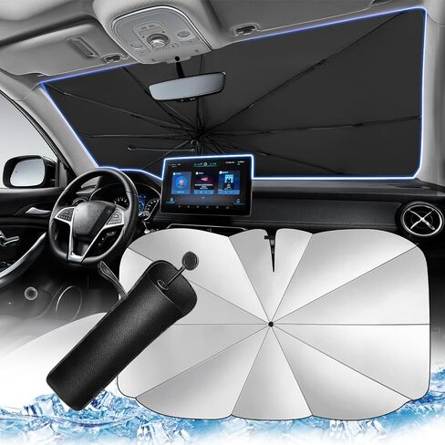 Umbrella Sun Shade for Car Windshield,2025 Upgrade Car Windshield Sun Shade with Bendable Handle for Automotive Interior Suns Protection,Foldable Automotive Windshields Sunshades in Saudi Arabia