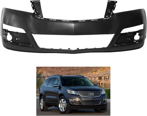 Traverse Front Bumper Cover Upper Replacement For 2013 2014 2015 2016 2017 Chevy Traverse LS, LT, LTZ, Premier # 23328140 GM1014107C - No Sensor Holes in Saudi Arabia