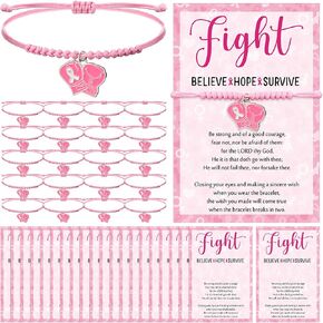 Breast Cancer Awareness Bracelet Bulk Pink Braided Bracelet Adjustable Strings Women Pink Ribbon Breast Cancer Awareness Month Favor Fundraiser Survivor Gift in Saudi Arabia