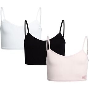Nicole Miller Girls' Training Bra - 3 Pack/6 Pack Seamless Long Line Cami Bralette - Breathable Sports Bra for Girls (S-XL), Size Medium, White/Medium Grey Heather/Light Pink- 3pk in Saudi Arabia