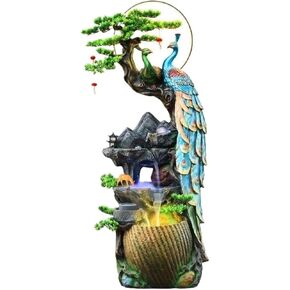 Outdoor Fountains Water Fountain Decor, Peacock Water Fountain with LED Glass Color Changing Globe, for Home/Office, Living Room Decorative Fountains Garden Water Fountain(Small) in Saudi Arabia