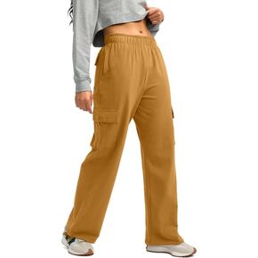 بنطال رياضي نسائي من Viodia بخصر عالٍ وواسع وواسع من القطن سروال مستقيم الساق فضفاض للركض للصالة الكاجوال in Kuwait