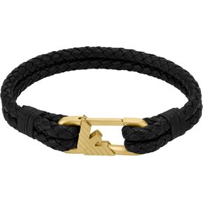 Emporio Armani Men's Black Leather ID Bracelet (Model: EGS3245710) in Kuwait