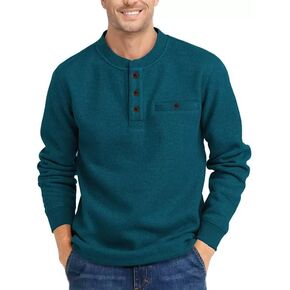 PRIVIMIX Mens Waffle Henley Long Sleeve Cotton Casual T-Shirt Fashion Three Button Pullover with Pocket in Kuwait
