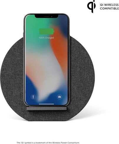 Native Union Dock Marquetry Wireless Charger–Genuine Italian Leather High Speed [Qi Certified] 10W Versatile Fast Wireless Charging Stand with iPhone 11/11Pro/11Pro Max(Slate) in Saudi Arabia