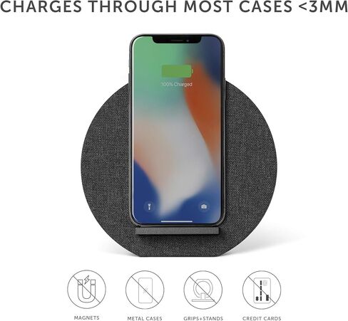 Native Union Dock Marquetry Wireless Charger–Genuine Italian Leather High Speed [Qi Certified] 10W Versatile Fast Wireless Charging Stand with iPhone 11/11Pro/11Pro Max(Slate) in Saudi Arabia