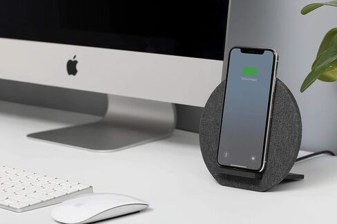 Native Union Dock Marquetry Wireless Charger–Genuine Italian Leather High Speed [Qi Certified] 10W Versatile Fast Wireless Charging Stand with iPhone 11/11Pro/11Pro Max(Slate) in Saudi Arabia