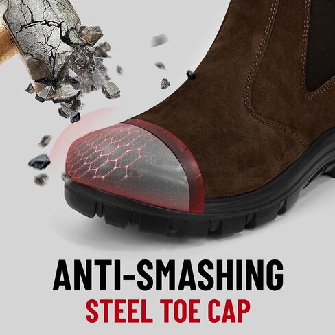 AngryRam Steel إصبع القدم زلة على أحذية العمل للرجال مقاوم للماء مقاوم لمحطة الإطفاء ميكانيكي حذاء مريح تشيلسي أحذية السلامة in Kuwait