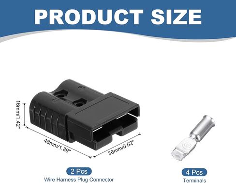 MECCANIXITY Battery Power Connector,50A 6AWG 8AWG 10AWG 12AWG Wire Harness Plug Kit Battery Quick Connect/Disconnect Jumper Cable Plug Connectors for Winch Auto Car Trailer Driver,Black,2Set in Saudi Arabia