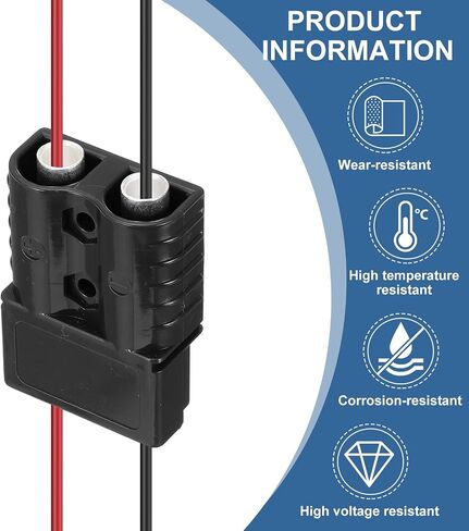 MECCANIXITY Battery Power Connector,50A 6AWG 8AWG 10AWG 12AWG Wire Harness Plug Kit Battery Quick Connect/Disconnect Jumper Cable Plug Connectors for Winch Auto Car Trailer Driver,Black,2Set in Saudi Arabia