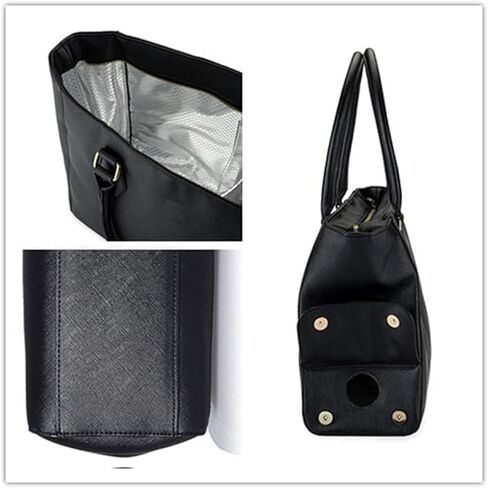 Black leather Wine Purse with Hidden Insulated Compartment Thermal insulation and waterproof in Saudi Arabia