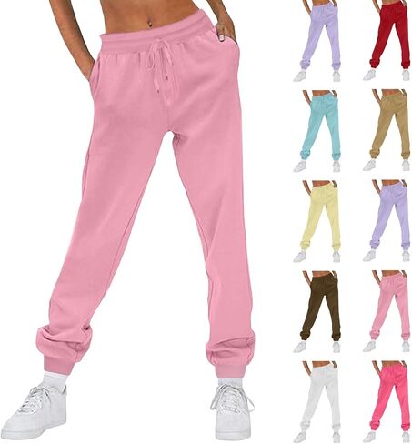 Sweatpants for Women Baggy Fleece Lined High Waisted Drawstring Joggers Casual Athletic Travel Sweat Pant with Pocket in Saudi Arabia