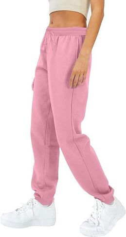 Sweatpants for Women Baggy Fleece Lined High Waisted Drawstring Joggers Casual Athletic Travel Sweat Pant with Pocket in Saudi Arabia