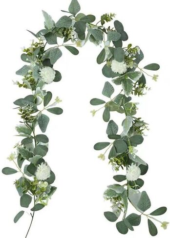5.9 feet Faux Eucalyptus Greenery Garland Vines for Table Wedding Backdrop Arch Wall Party Mantle Festival Decor,Faux Eucalyptus Wreaths in Saudi Arabia